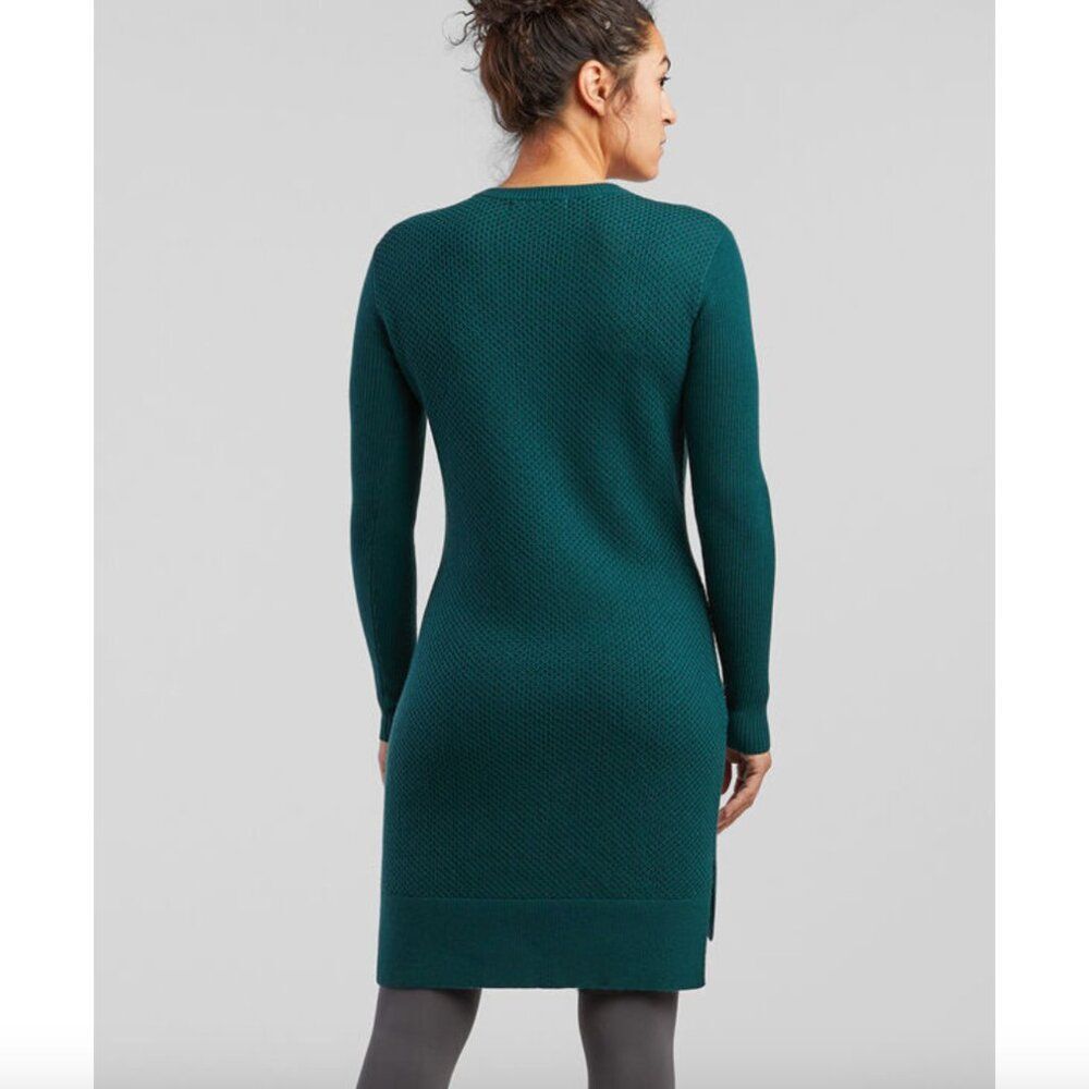 Title Nine Size S Small Woolicious Waffle Sweater Dress Dark Teal Blue - Picture 2 of 13